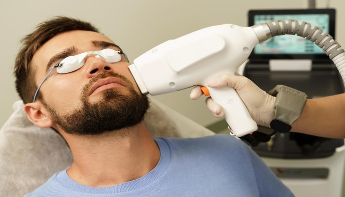 dermatologist in rajkot doing laser beard shaping